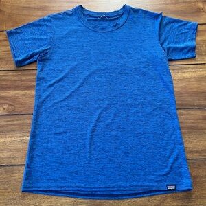 Patagonia Blue Heather Tee with Logo Tag